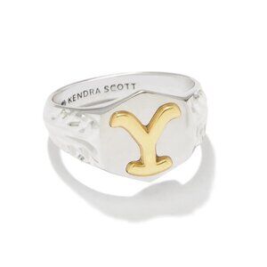NWT$80 Kendra Scott x Yellowstone Rip Band Ring Silver Tone Gold Plated UNISEX 9